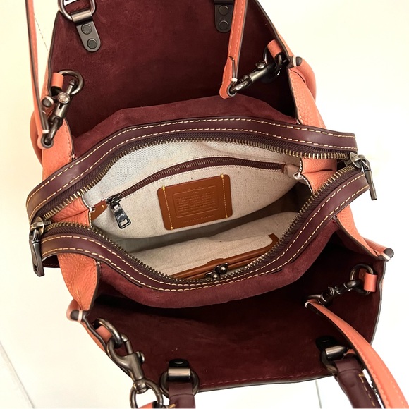 Coach Rogue 30 Melon Pink Coral Glovetanned Pebbled Leather Large Tote Bag - Picture 6 of 10